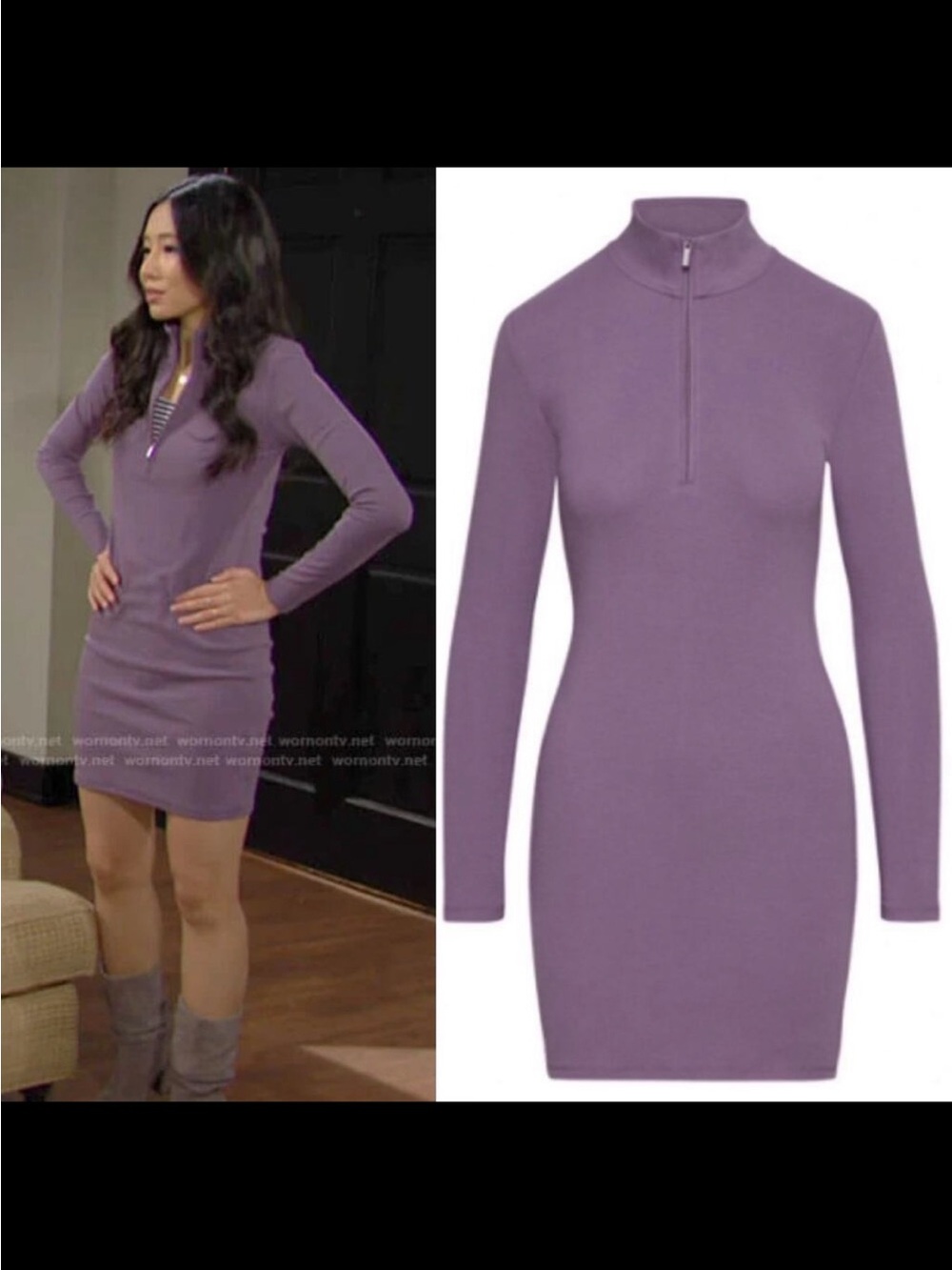 Sunday Best Lavender Zip-Front Long Sleeve Bodycon Dress